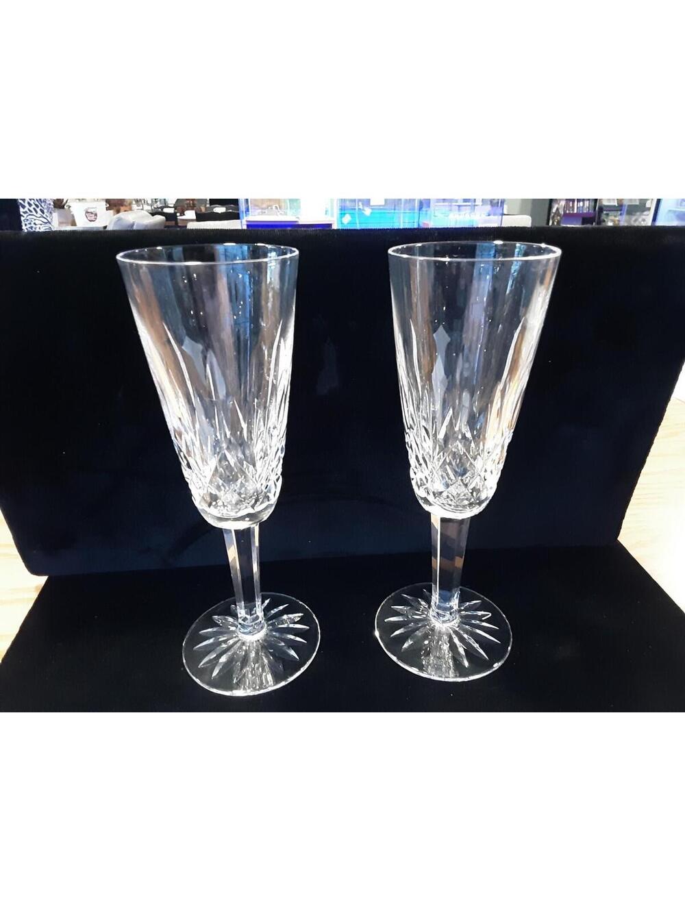 Set of 2, Waterford Crystal Lismore Champagne Flutes 7-1/4"